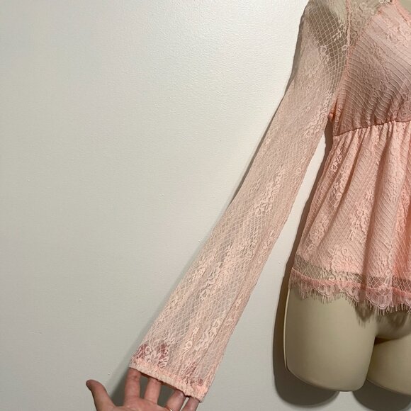 Mi Ami Womens Lace Babydoll Top Sz S Pink Coquette Soft Girl Y2K Romantic Kawaii - Picture 3 of 9